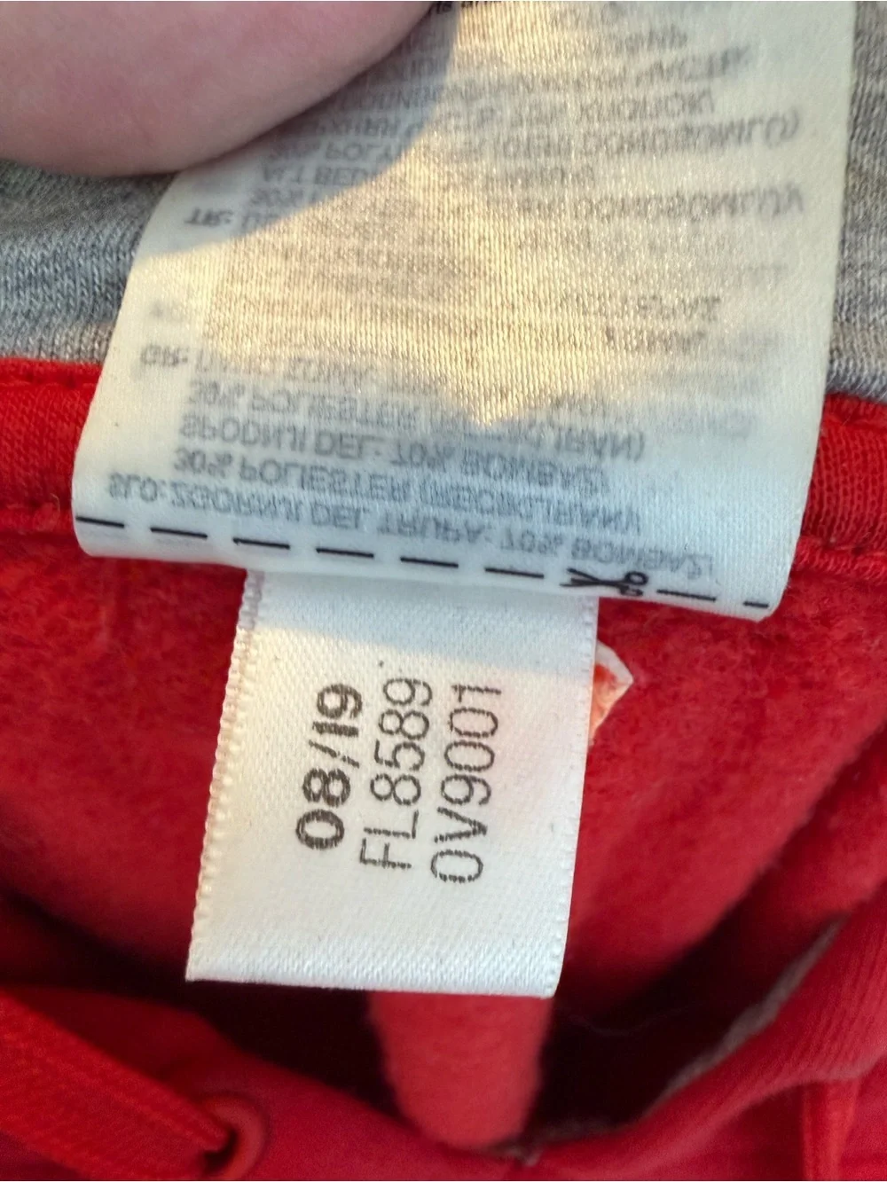 Adidas Mens Red & Gray Colorblock Pullover Hoodie w/ Large Letters Size S